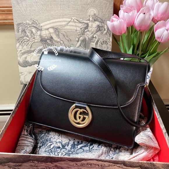 Gucci Handbags - GUCCI GG-Ring Leather Shoulder Bag
